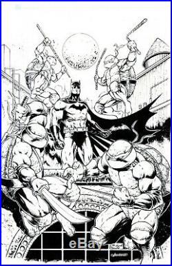 11x17 Blue Line/Ink Original Art Cover Batman TMNT Adelso Corona & Sajad Shah