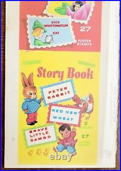 1955 Original Cover Art Story Stamp Bonnie book Sambo Cinderella Puss In Boots