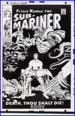 1969 Namor Sub-mariner 13 Original Production Art Cover Marvel Comics Silver Age
