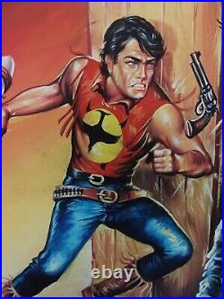 1970s ZAGOR Superhero TURKISH Original comic cover art painting ASLAN SUKUR