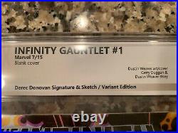 9.6 PGX Graded (not CGC) Cover Sketch Original Art Thanos Infinity Gauntlet