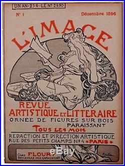 A. Mucha Original woodcut cover 1897 L'image Art Nouveau Symbolism