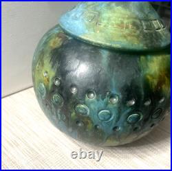 Albino Bagni for Raymor sea garden Glazed Pottery Covered Urn, Made In Italy
