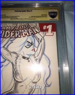 Amazing Spiderman #1 BLANK COVER ORIGINAL ART OF BLACK CAT By BILLY TUCCI
