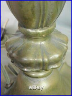 Antique All brass Art Nouveau Table Lamp 1910 SWEET LInes Foliate Socket Cover