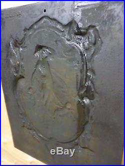 Antique Art Nouveau Cast Iron Partially Nude Maiden Cherubs Fireplace Cover Back