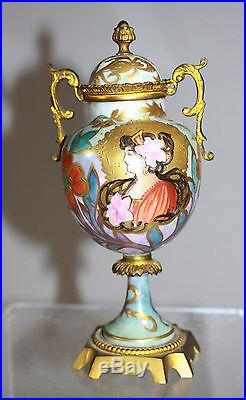 Antique Art nouveau Hand painted Sevres Urn with cover signed