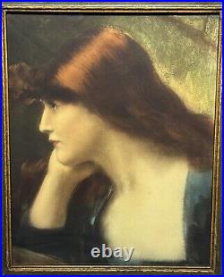 Antique Jean-Jacques Henner (1829-1905) The Dreamer Lithograph Framed Antique Jean-Jacques Henner (1829-1905) The Dreamer Lithograph Framed