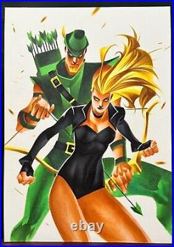 Arrow & Canary Original Color Pinup Art By Famous Marvel DC Artist Thony Silas