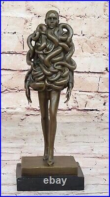 Art Deco Modern Art Designer Bronze Woman Covered with Snake Sculpture