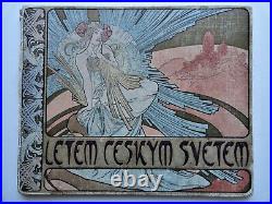 Art Nouveau Alphonse Mucha 1898 Original Litographic Cover Letem Ceskym Svetem
