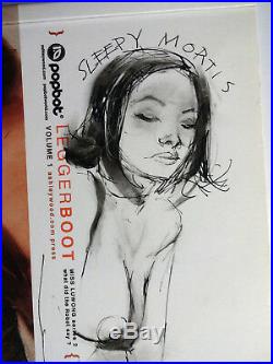 Ashley Wood Legger Boot Book with original mixed media signed art on cover