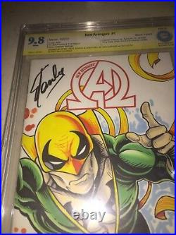 Avengers #1 Blank Cover Cbcs 9.8 Ss Signed Stan Lee Original Cover Art Iron Fist