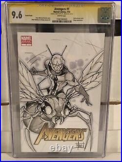 Avengers #1 Cgc Ss 9.6 Ant Man Original Art Cover Signed & Sketched Bill Maus