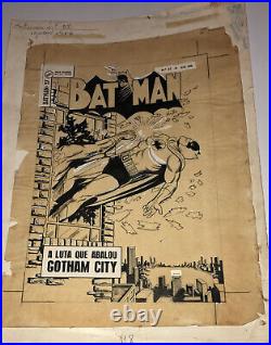 BATMAN DARK KNIGHT SILVER AGE VINTAGE BRAZILIAN COVER ORIGINAL ART WORK Yr 1966