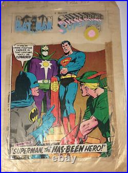 BATMAN GREEN ARROW SUPERMAN DC COMICS BRAZILIAN COVER ORIGINAL ART WORK Yr 1969