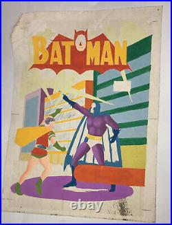 BATMAN ROBIN DC COMICS BRAZILIAN COVER ORIGINAL ART WORK COLOR GUIDE Year 50's