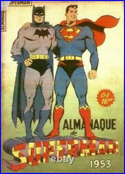 BATMAN SUPERMAN GOLDEN AGE VINTAGE BRAZILIAN COVER ORIGINAL ART WORK Year 1953