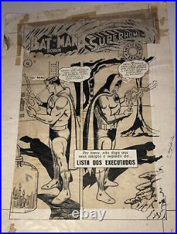 BATMAN SUPERMAN Silver Age DC COMICS BRAZILIAN COVER ORIGINAL ART WORK Year 60's