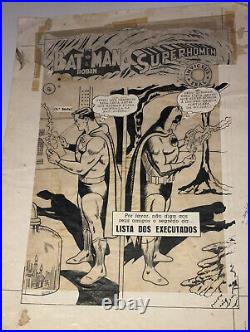 BATMAN SUPERMAN Silver Age DC COMICS BRAZILIAN COVER ORIGINAL ART WORK Year 60's