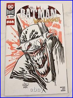 BATMAN WHO LAUGHS #1 Blank Cover with Original Art by Alex Riegel with COA