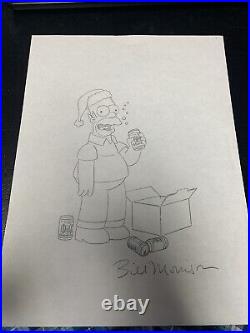 BILL MORRISON ORIGINAL ART SKETCH HOMER SIMPSON IN SANTA HAT ON 9x12 CHRISTMAS
