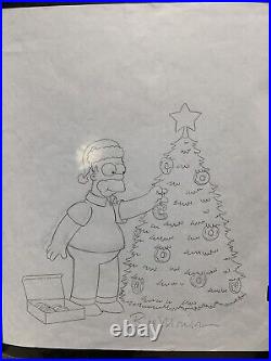 BILL MORRISON ORIGINAL ART SKETCH HOMER SIMPSON WITH CHRISTMAS TREE 11x14