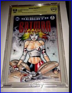 Batman 1 Blank Cbcs 9.8 Ss Original Art Harley Quinn Full Cover Billy Tucci