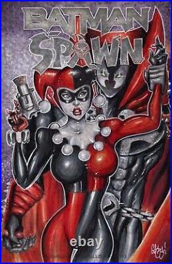 Batman Spawn Harley Quinn Sketch Cover Chris Mcjunkin Original Art Cgc 9.8 New