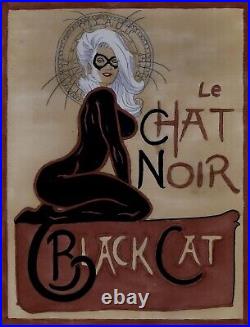 Black Cat # 1 Le Chat Noir Cover Recreation Original Comic Art Color Sketch