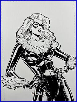Black Cat Cover Pinup Original Comic Art by Josh George 11x17