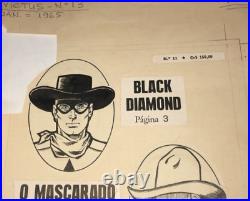Black Diamond Masked Hero SILVER AGE VINTAGE COVER ORIGINAL ART WORK Year 1965