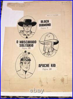 Black Diamond Masked Hero SILVER AGE VINTAGE COVER ORIGINAL ART WORK Year 1965