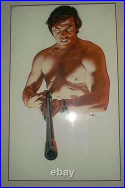 Bob Larkin 1975 Original Cover Art Painting Die Killer Die! Book Framed Classic