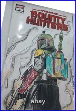 Boba Fett ORIGINAL ART SKETCH On A Sketch Cover