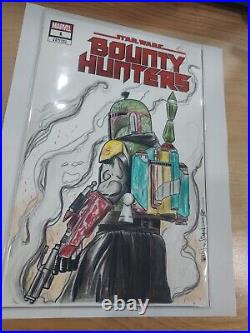 Boba Fett ORIGINAL ART SKETCH On A Sketch Cover