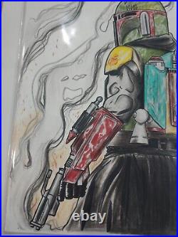 Boba Fett ORIGINAL ART SKETCH On A Sketch Cover