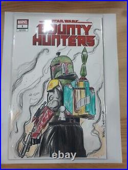 Boba Fett ORIGINAL ART SKETCH On A Sketch Cover