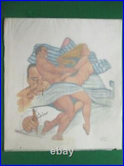 Breasts Sexy Blonde Gorgeous Babe Young Couple Original Mexican Cover Art