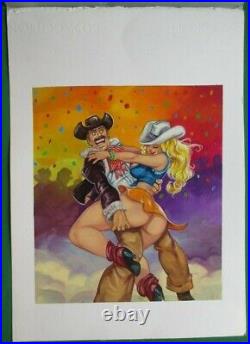 Breasts Sexy Cowgirl Blonde Babe Big Butt Leggy Original Mexican Comic Cover Art