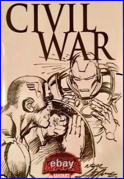 CIVIL War #1 Blank Cover Variant Sketched & Signed By Neal Adams Original Art