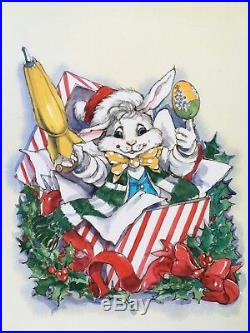 Carolyn Ewing Little Golden Book Christmas Bunny LGB Original Book Cover Art