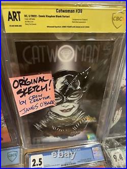 Catwoman # 39 JAMES O'BARR ORIGINAL Sketch Art CBCS Signed THE CROW