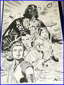 Chris Samnee Star Wars Adventures original art cover rey finn darth vader