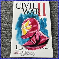 Civil War II #1 Blank Painted Connecting Cover Set Original Art Rafael Navarro