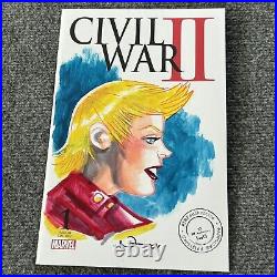 Civil War II #1 Blank Painted Connecting Cover Set Original Art Rafael Navarro