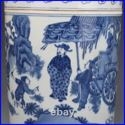 Collectable Art Handmade Painting Blue White Porcelain Personality Cover can