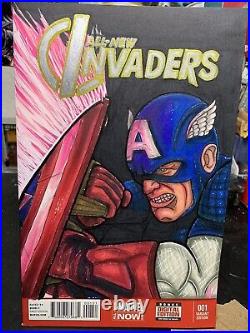 Comic book sketch cover original art Captain America