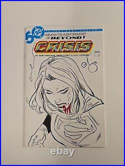 Crisis On Infinite Earths #2 Original Super Girl Sketch On Cover Escorzas Coa Nm