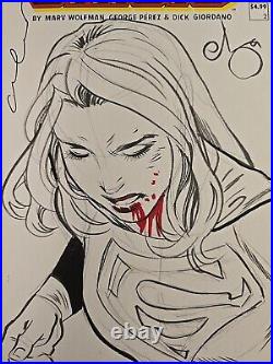 Crisis On Infinite Earths #2 Original Super Girl Sketch On Cover Escorzas Coa Nm